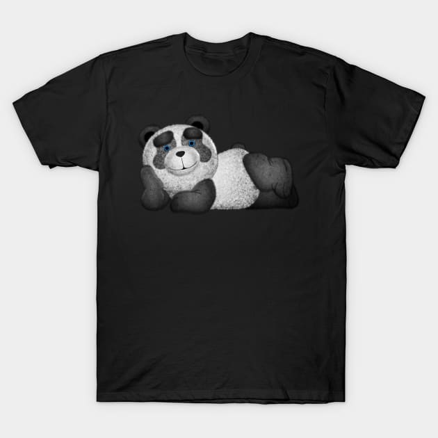 Panda Laying down Fluffy mode blue Eyes T-Shirt by Ratherkool